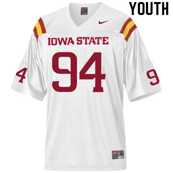 Iowa State Cyclones Youth #94 Cameron Shook Nike NCAA Authentic White College Stitched Football Jersey CL42U84RY